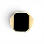 14k Yellow Gold Plain Rectangle Onyx Ring