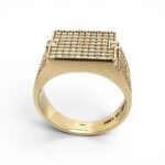 9k Yellow Gold Lab Grown Diamond Set Signet Ring - Image 4