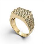 9k Yellow Gold Lab Grown Diamond Set Signet Ring - Image 2