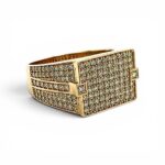 9k Yellow Gold Lab Grown Diamond Set Signet Ring - Image 3