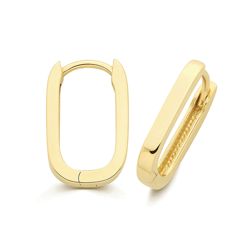9k Yellow Gold U-Shaped Hoops Earrings - 10.6 x 13.8 mm - Image 1