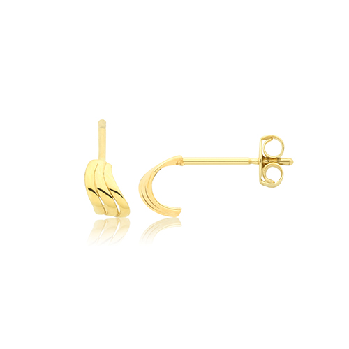 9k Yellow Gold Triple Row Wave Stud Earrings - 3.3 x 5 mm - Image 1