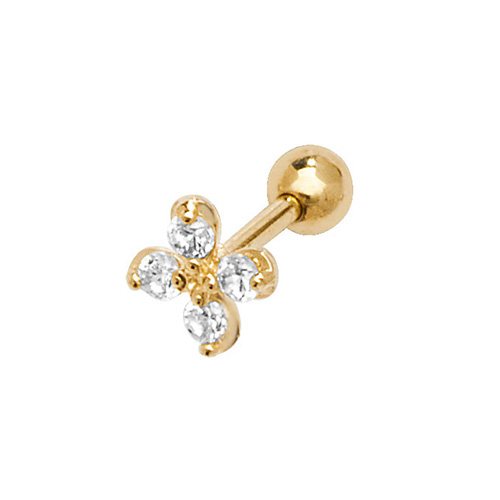 9k Yellow Gold Cz Flower Cartilage Stud -THES913 - Image 1