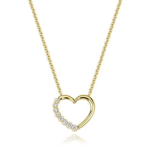 18k Yellow Gold Diamond Set Fancy Heart Necklace - Image 1