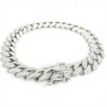925 Sterling Silver Iced Out Round Cuban Bracelet - 10 mm