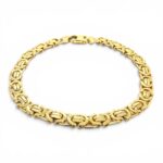 9k Yellow Gold solid flat byzantine bracelet. The bracelet 5.5 mm wide Italian made.