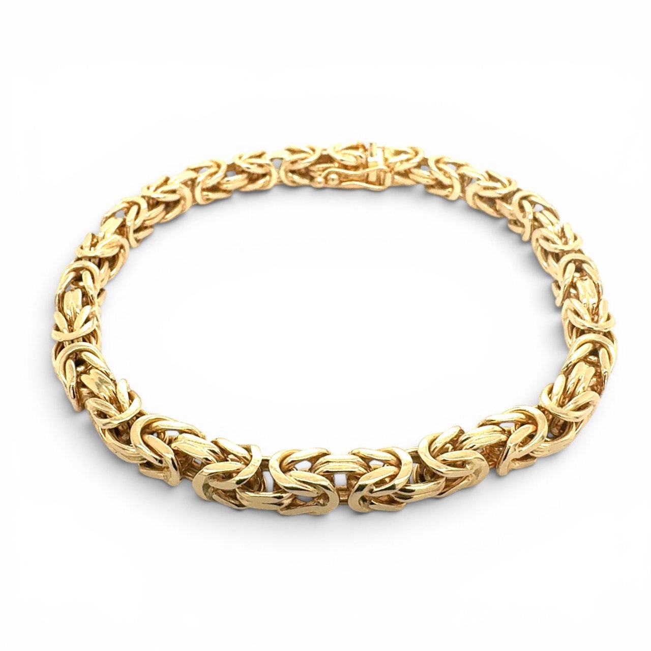 18k Yellow Gold Solid Byzantine Bracelet - 5 mm - Image 1