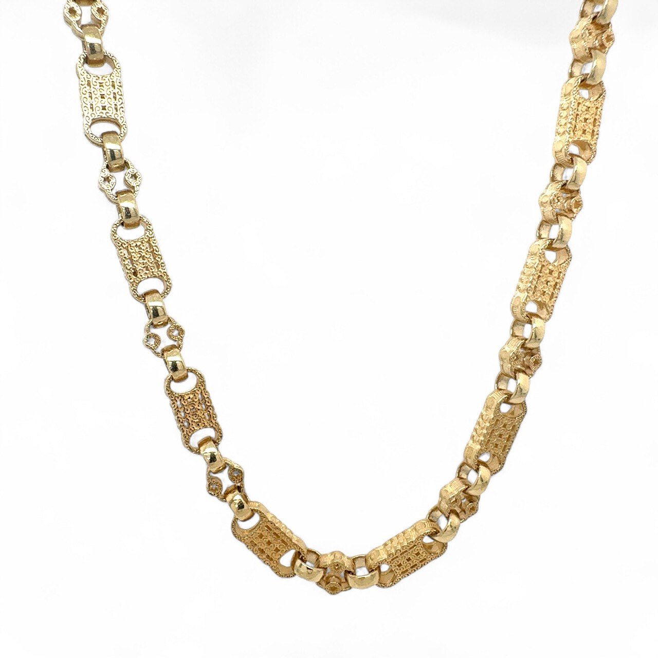 9k Yellow Gold Stars and Bars Belcher Chain - 6.5 mm - Image 1