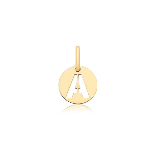9k Yellow Gold Cut Out Round Initial Pendant - Small - Image 1