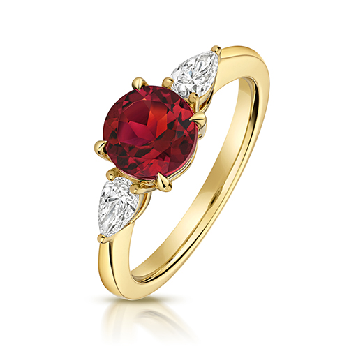 9k Yellow Gold Lab Grown Diamond and Ruby Set Ring - Image 1