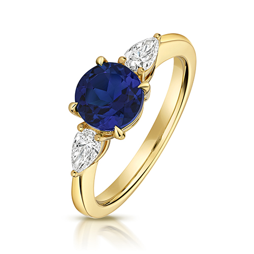 9k Yellow Gold Lab Grown Diamond and Sapphire Set Ring - Image 1