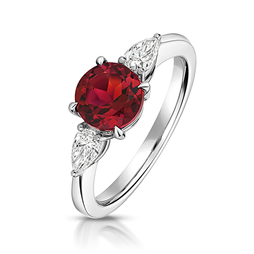 9k White Gold Lab Grown Diamond and Ruby Set Ring - Image 1