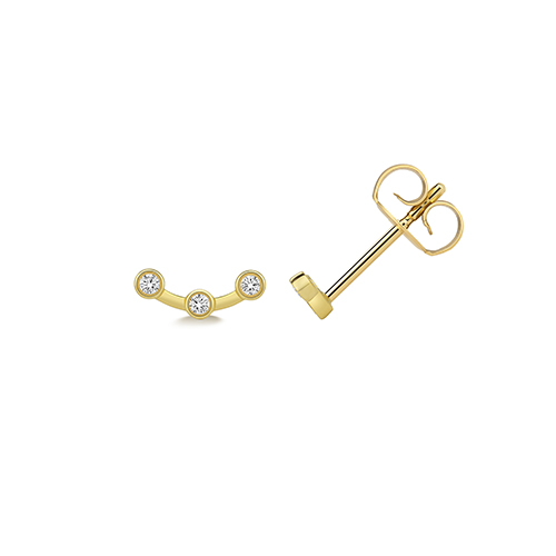9k Yellow Gold Diamond Set Constellation Shaped Stud Earrings - Image 1