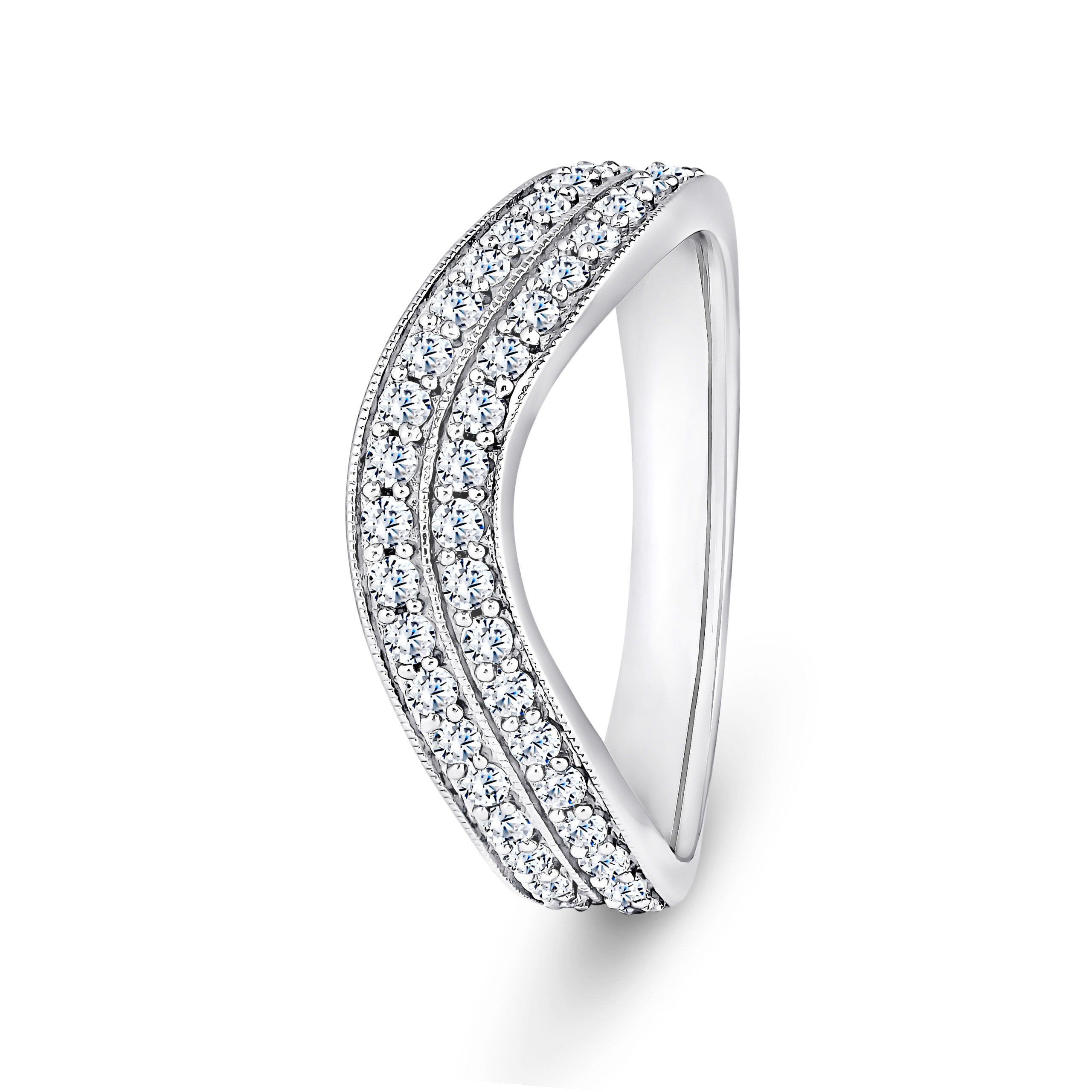 950 Platinum Double Row V-Shaped Diamond Channel Set Eternity Ring - 4 mm - Image 1