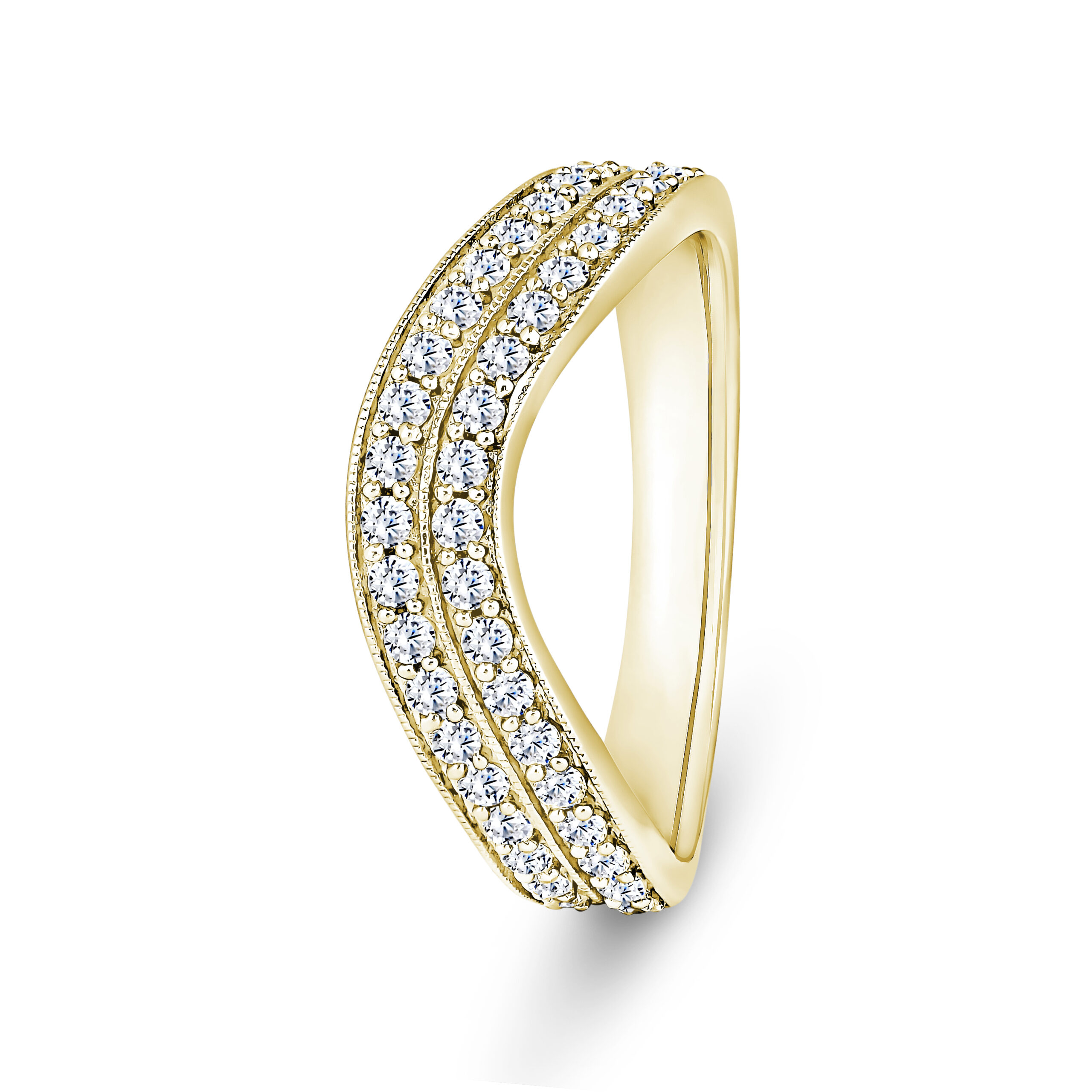 18k Yellow Gold Double Row V-Shaped Diamond Channel Set Eternity Ring - 4 mm - Image 1