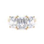 18k Yellow Gold Lab Grown Emerald Cut Trilogy Diamond Set Ring