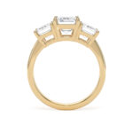 18k Yellow Gold Lab Grown Emerald Cut Trilogy Diamond Set Ring - Image 2