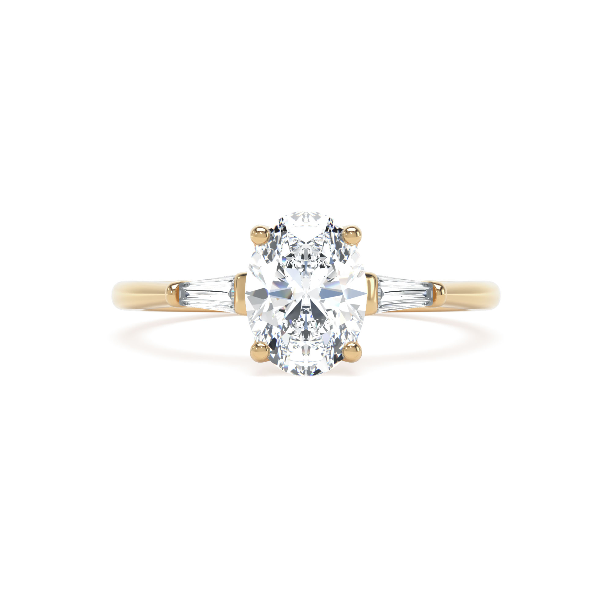 18k Yellow Gold Lab Grown Oval Trilogy Diamond Set Ring - Image 1