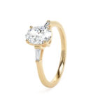 18k Yellow Gold Lab Grown Oval Trilogy Diamond Set Ring - Image 4