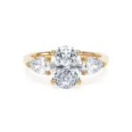 18k Yellow Gold Lab Grown Oval Trilogy Diamond Set Ring