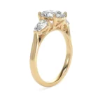 18k Yellow Gold Lab Grown Oval Trilogy Diamond Set Ring - Image 3