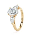 18k Yellow Gold Lab Grown Oval Trilogy Diamond Set Ring - Image 2