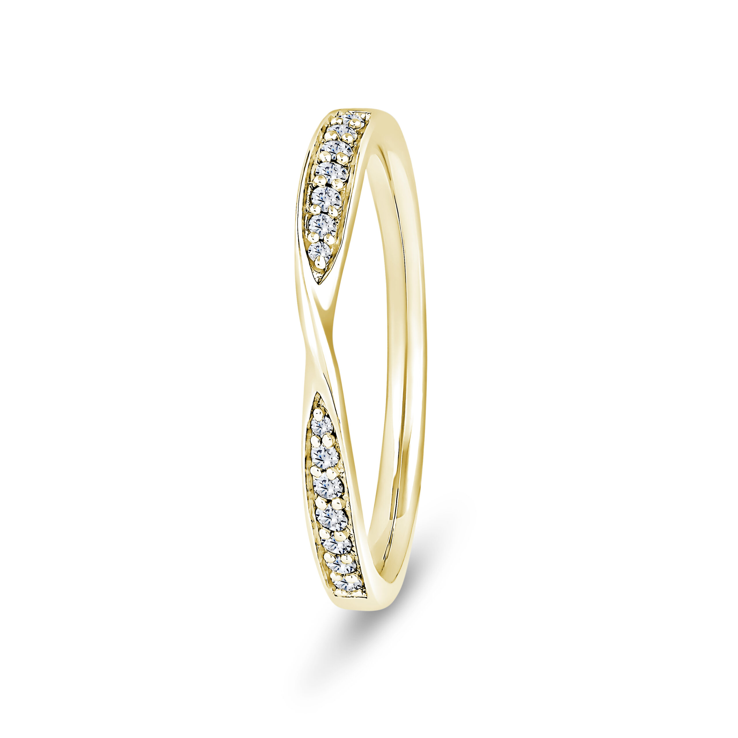 18k Yellow Gold Twisted Pinched Diamond Eternity Ring - 2.2 mm - Image 1