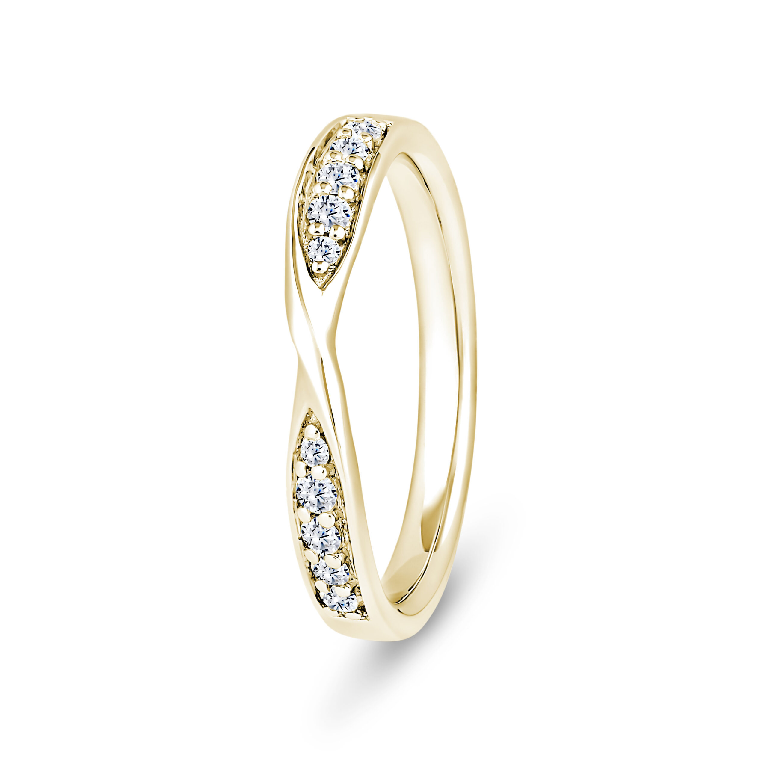 18k Yellow Gold Twisted Pinched Diamond Eternity Ring - 3 mm - Image 1