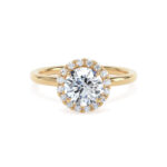 18k Yellow Gold Lab Grown Round Diamond Set Halo Ring