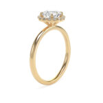 18k Yellow Gold Lab Grown Round Diamond Set Halo Ring - Image 3