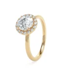 18k Yellow Gold Lab Grown Round Diamond Set Halo Ring - Image 2