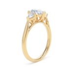 18k Yellow Gold Lab Grown Pear Shaped Trilogy Diamond Set Ring - Image 2