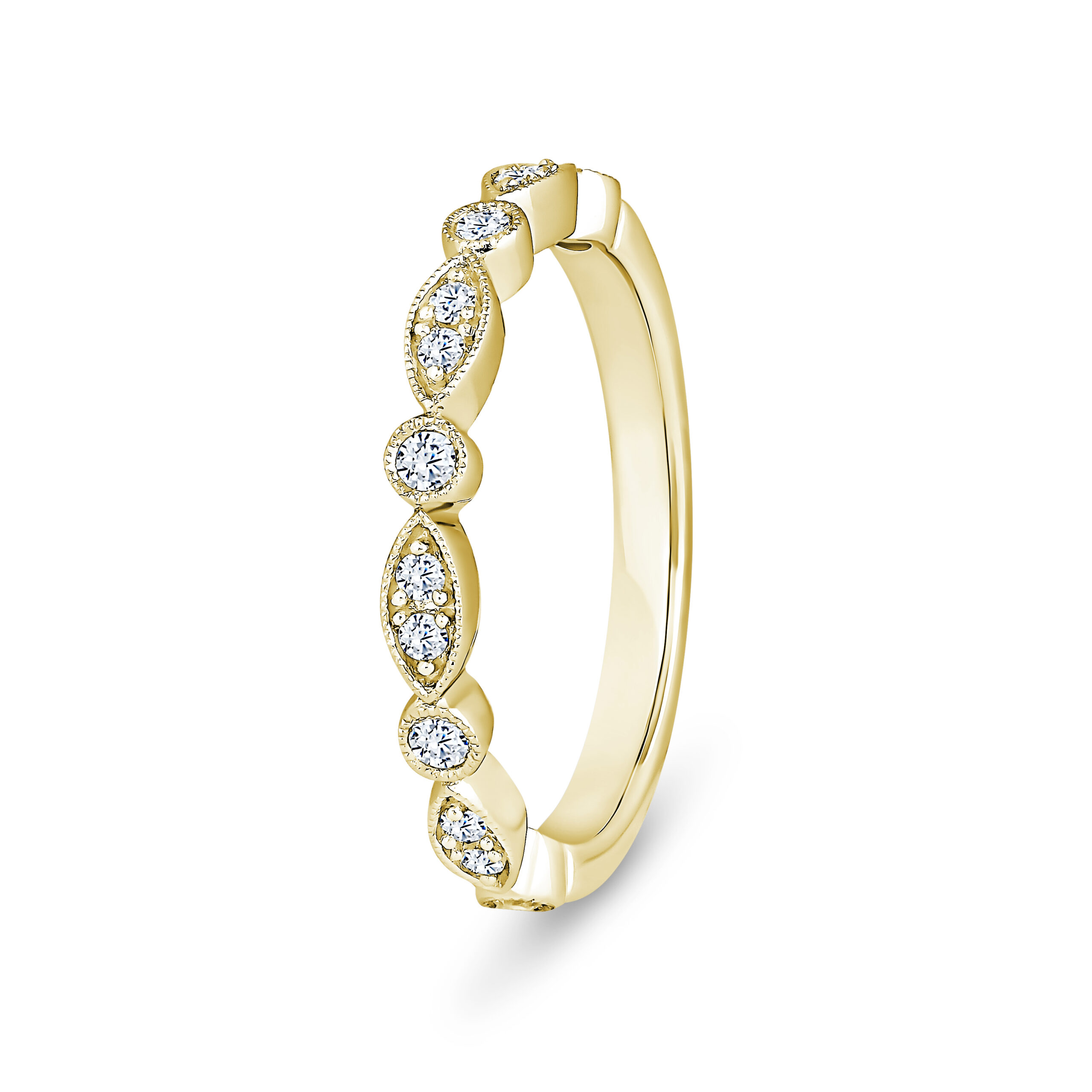 18k Yellow Gold Fancy Bubble Shaped Diamond Eternity Ring - Image 1