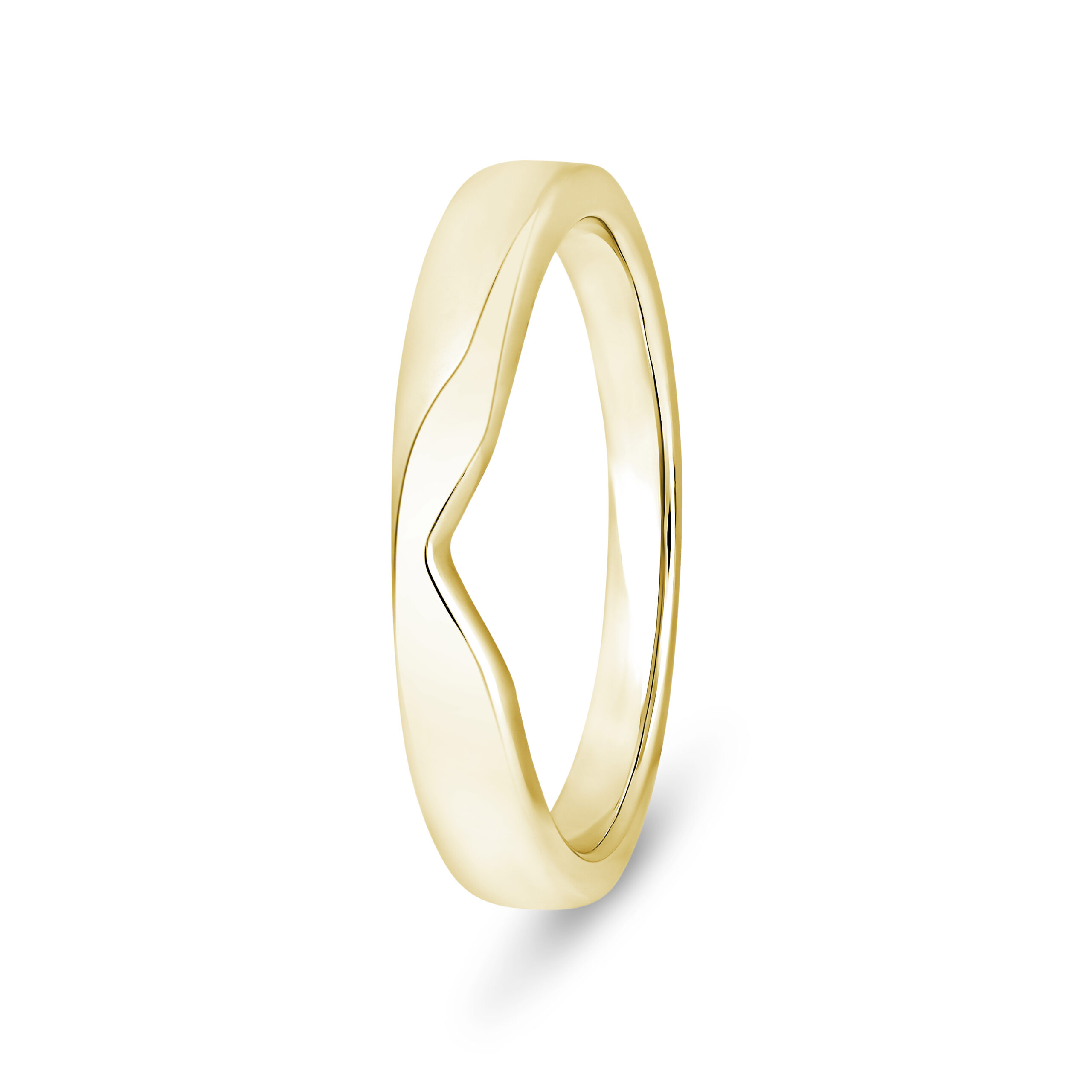 18k Yellow Gold Plain V-Shape Wedding Band Ring - 3 mm - Image 1