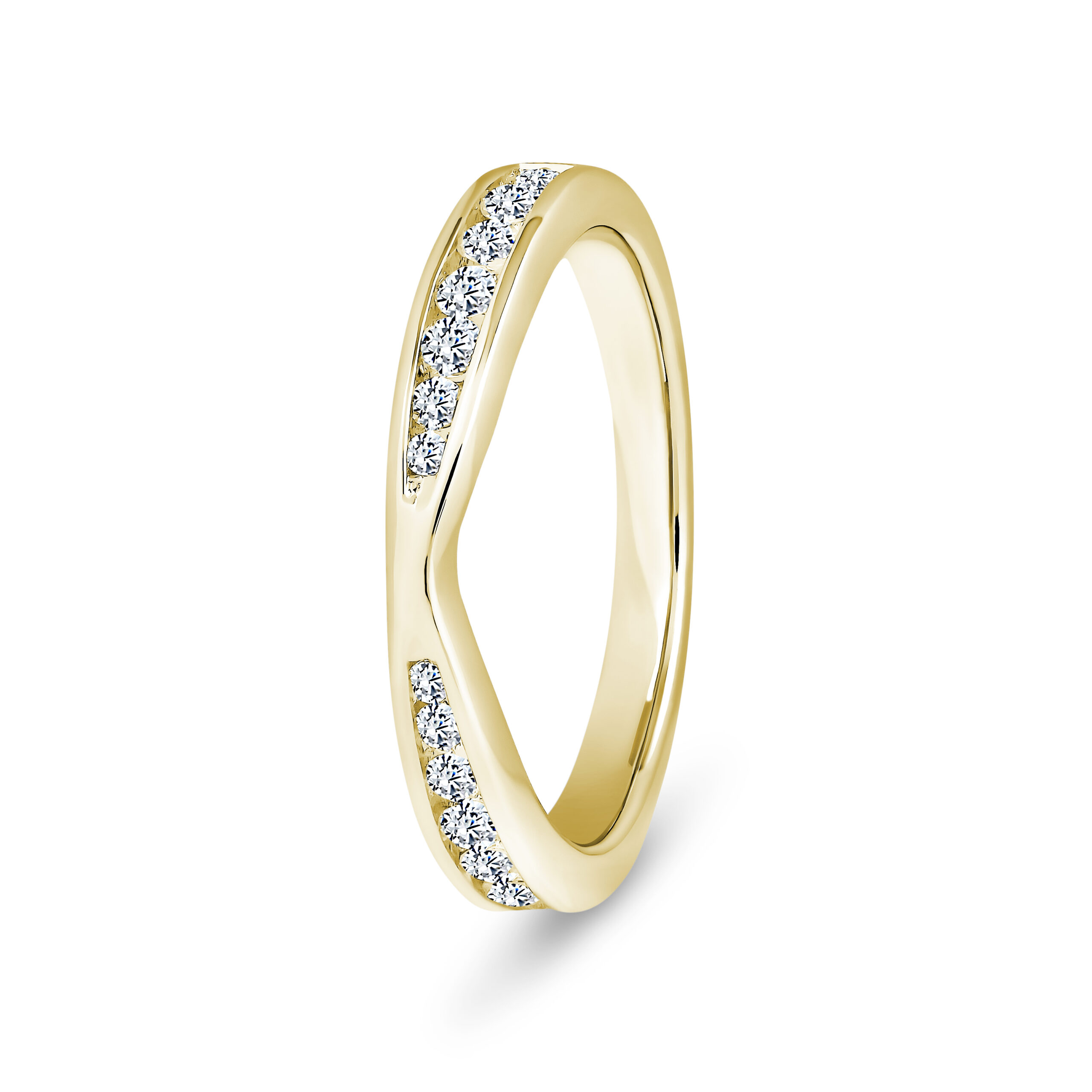 18k Yellow Gold V-Shaped Diamond Eternity Ring - 3 mm - Image 1