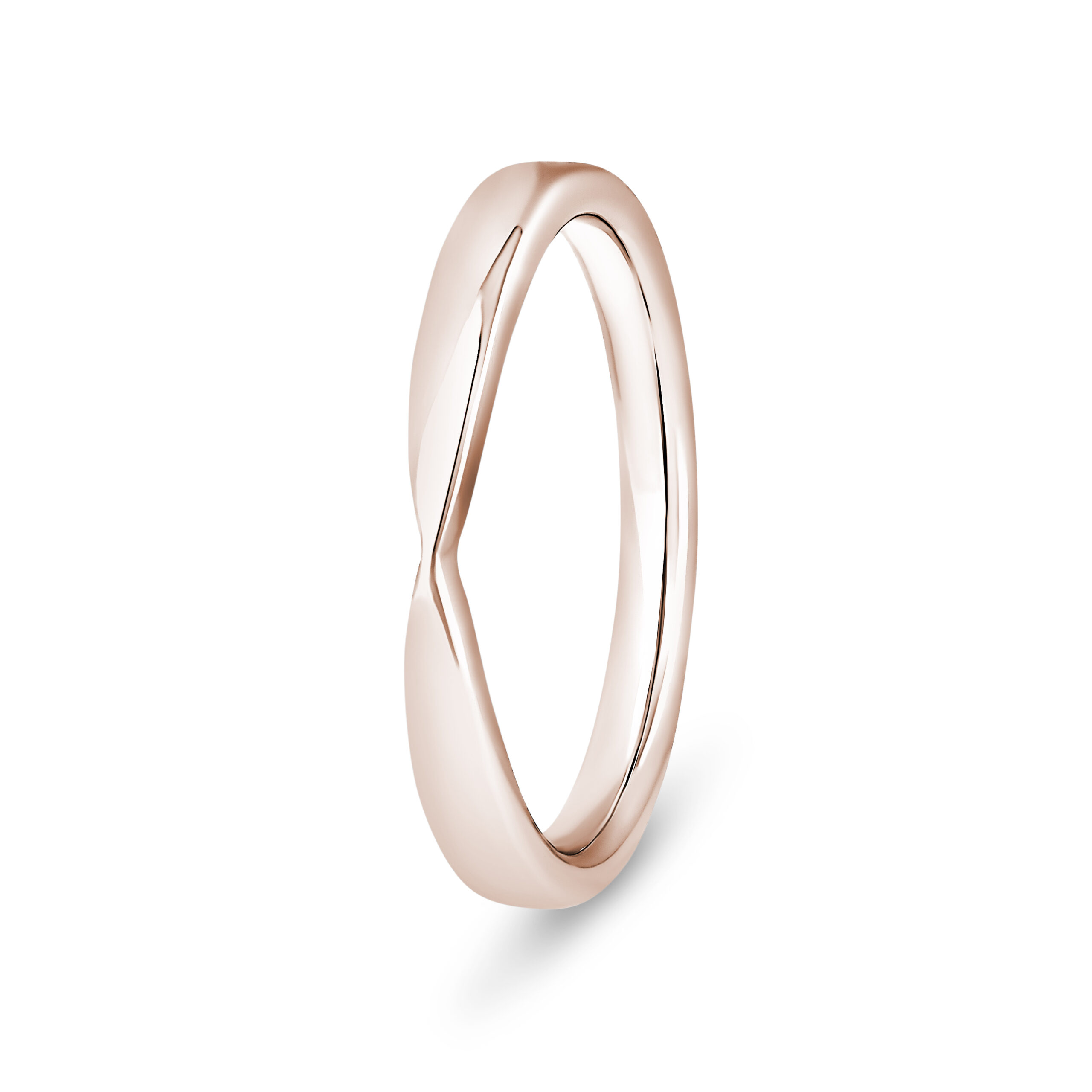 9k Rose Gold Plain Pinched Wedding Band Ring - Image 1