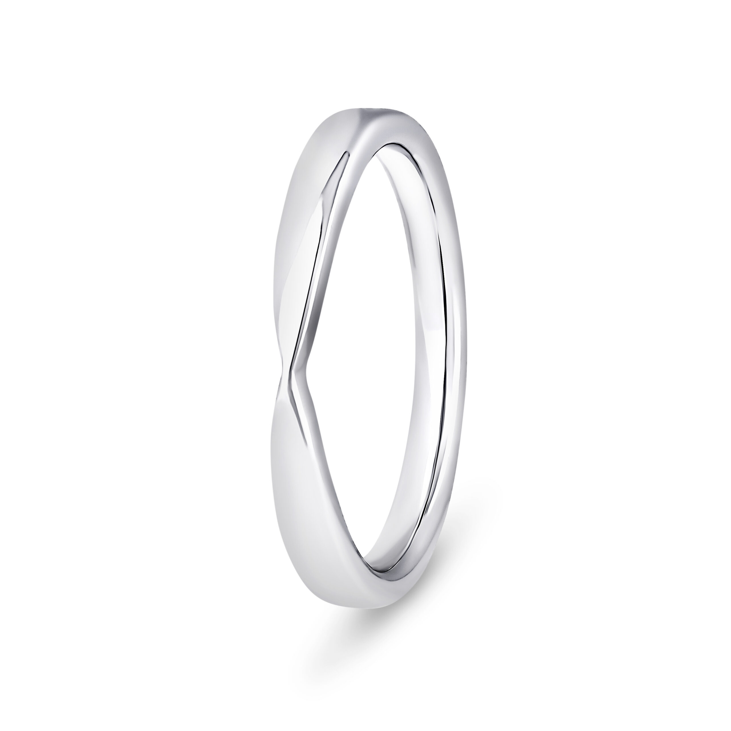 950 Platinum Plain Pinched Wedding Band Ring - Image 1