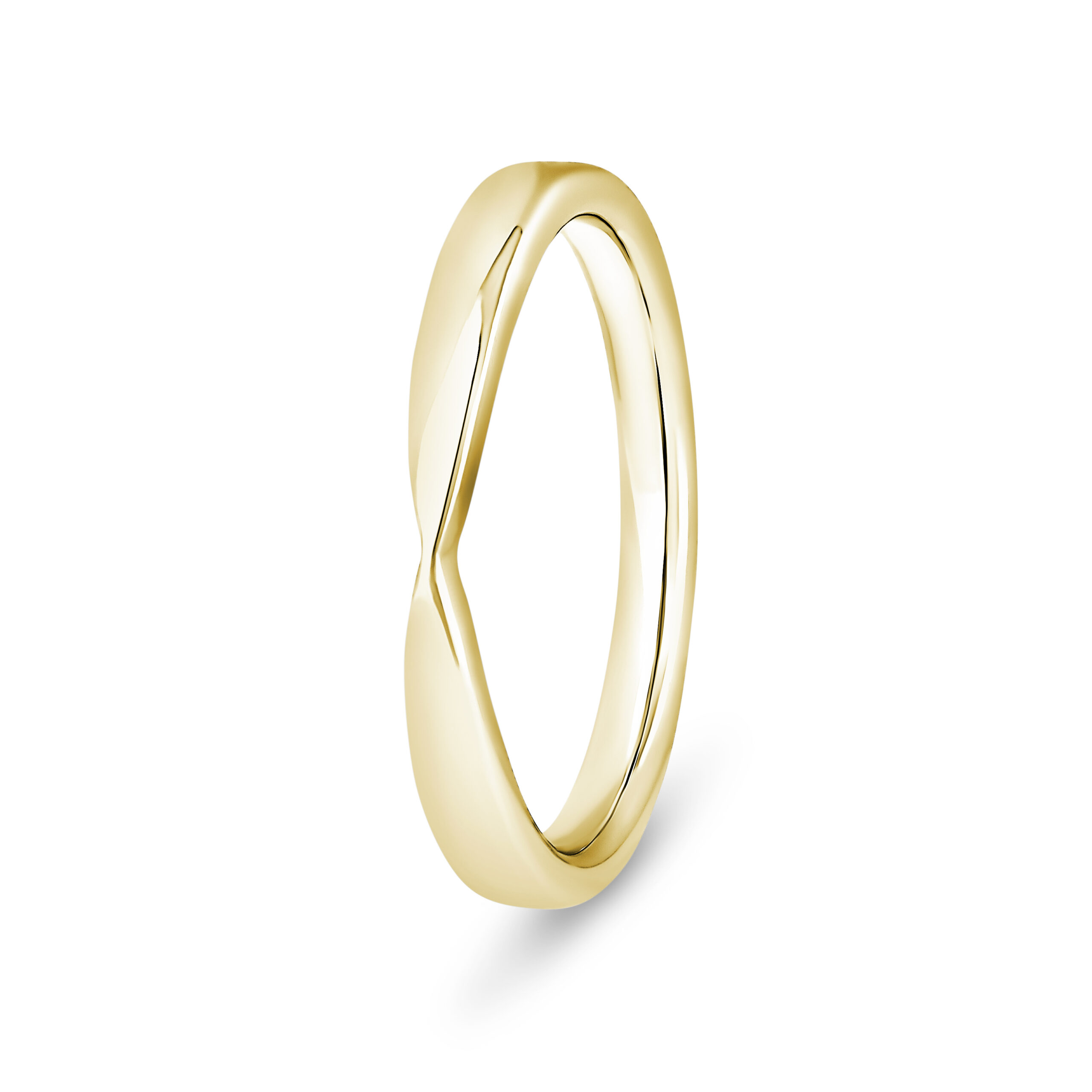 18k Yellow Gold Plain Pinched Wedding Band Ring - Image 1