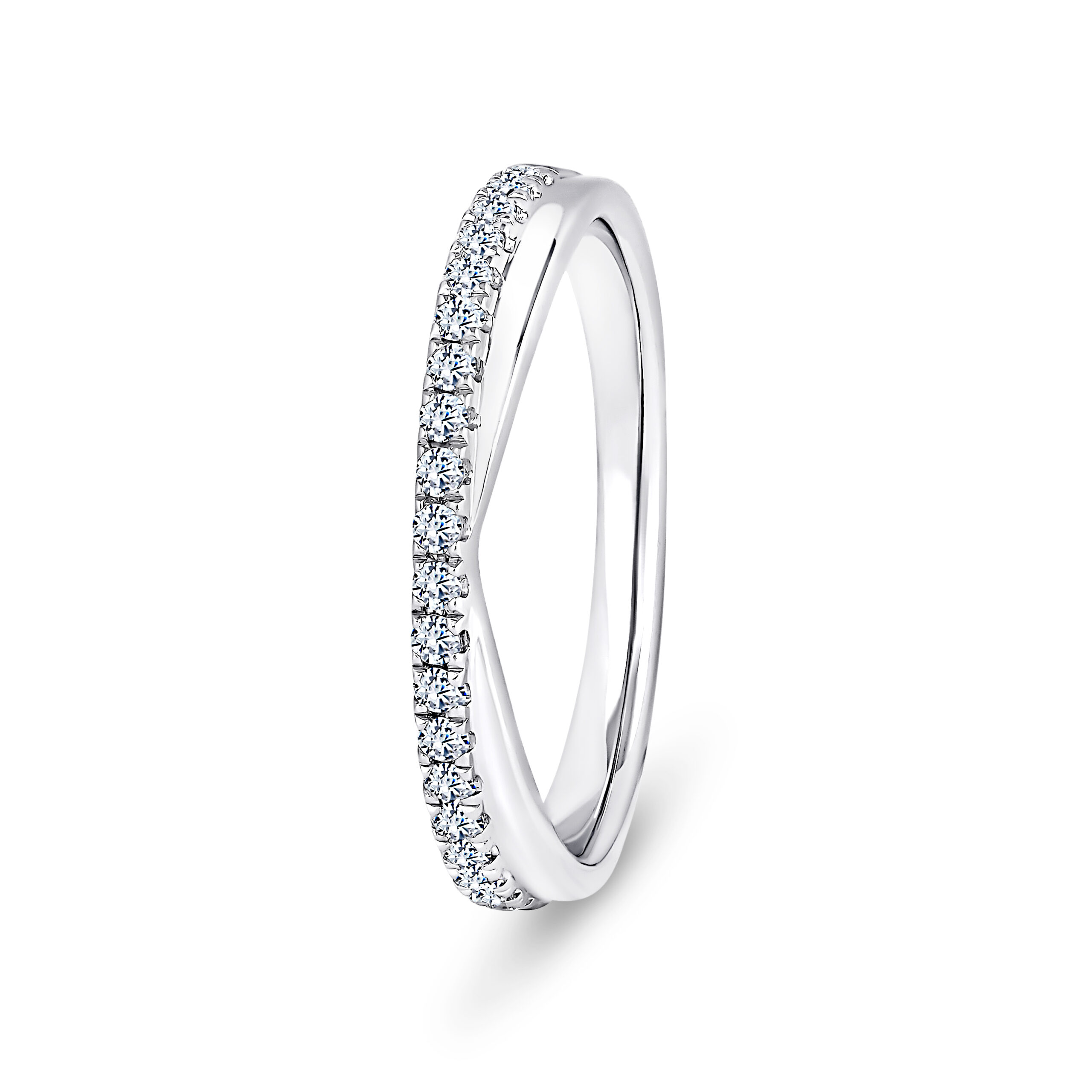 950 Platinum V-Shaped Diamond Pave Set Eternity Ring - 3 mm - Image 1