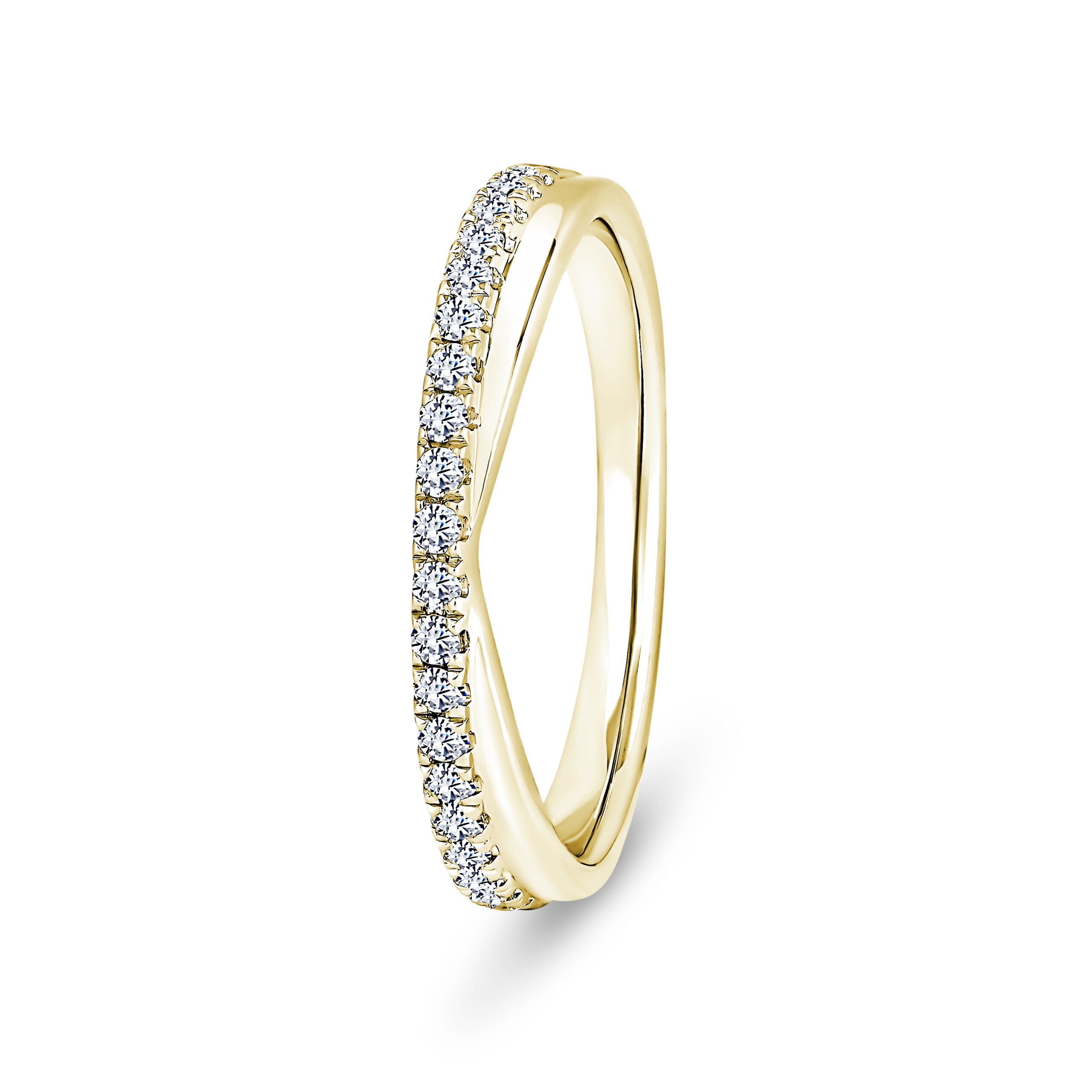18k Yellow Gold V-Shaped Diamond Pave Set Eternity Ring - 3 mm - Image 1