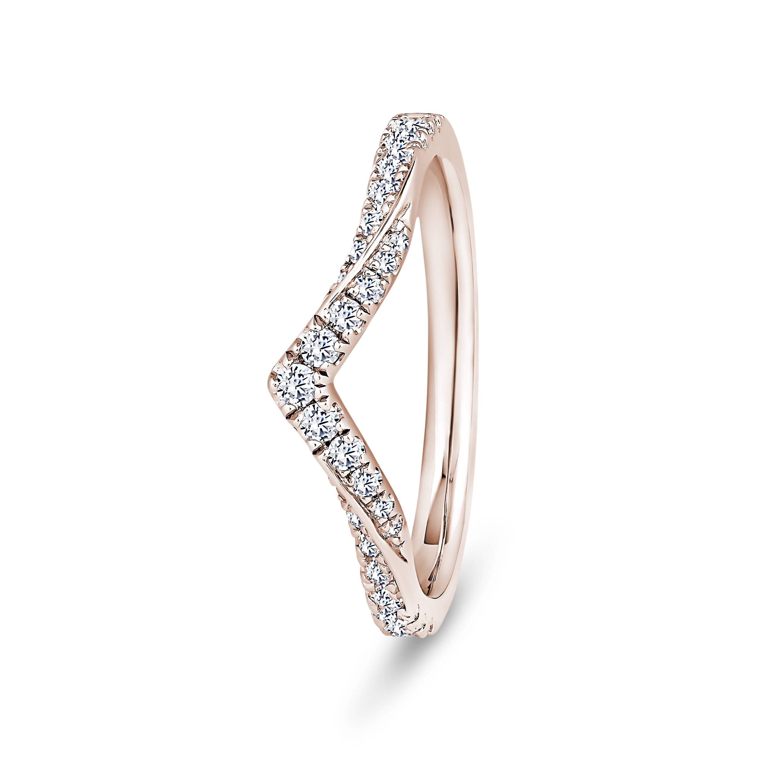 18k Rose Gold Diamond Wishbone Eternity Ring - 2 mm - Image 1