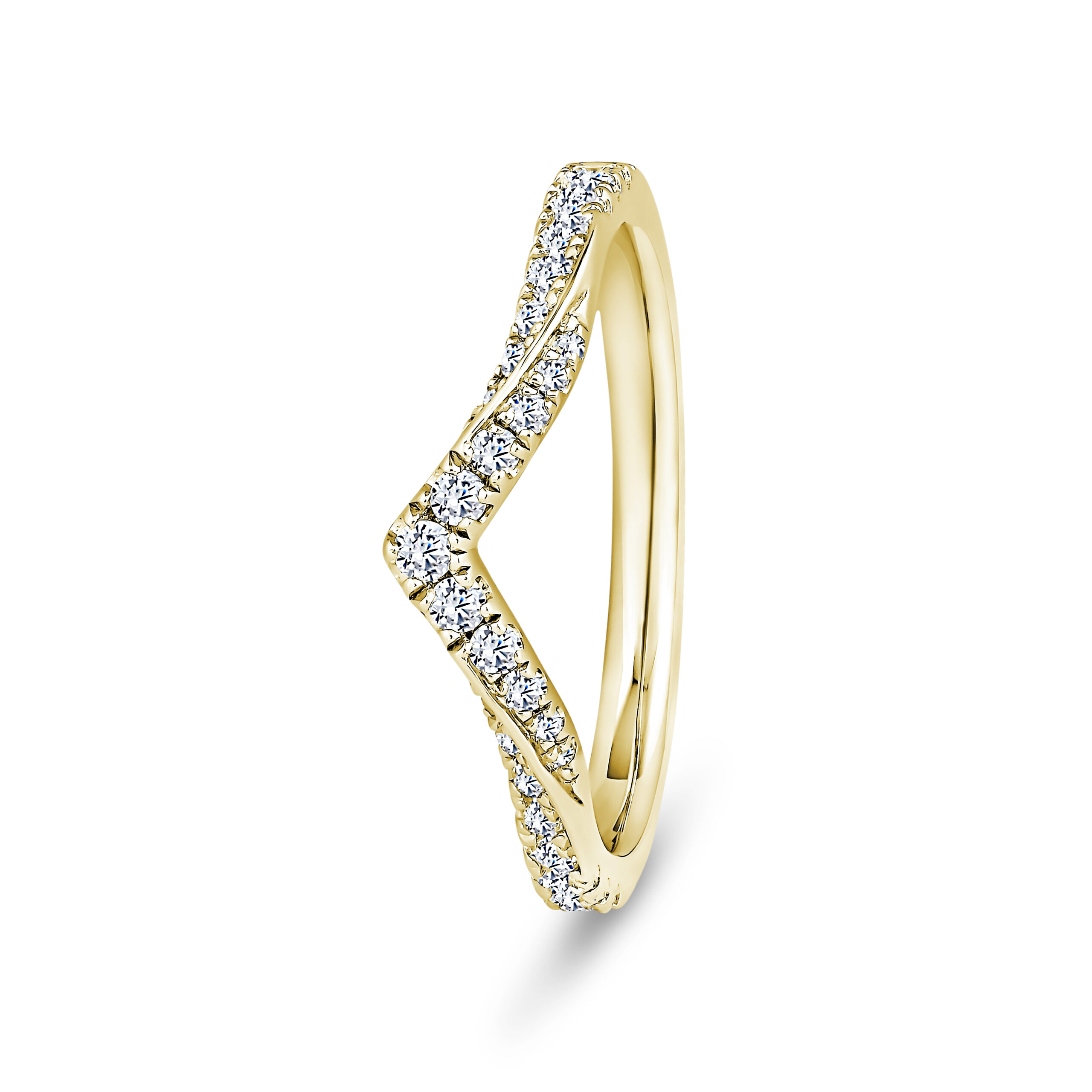 18k Yellow Gold Diamond Wishbone Eternity Ring - 2 mm - Image 1
