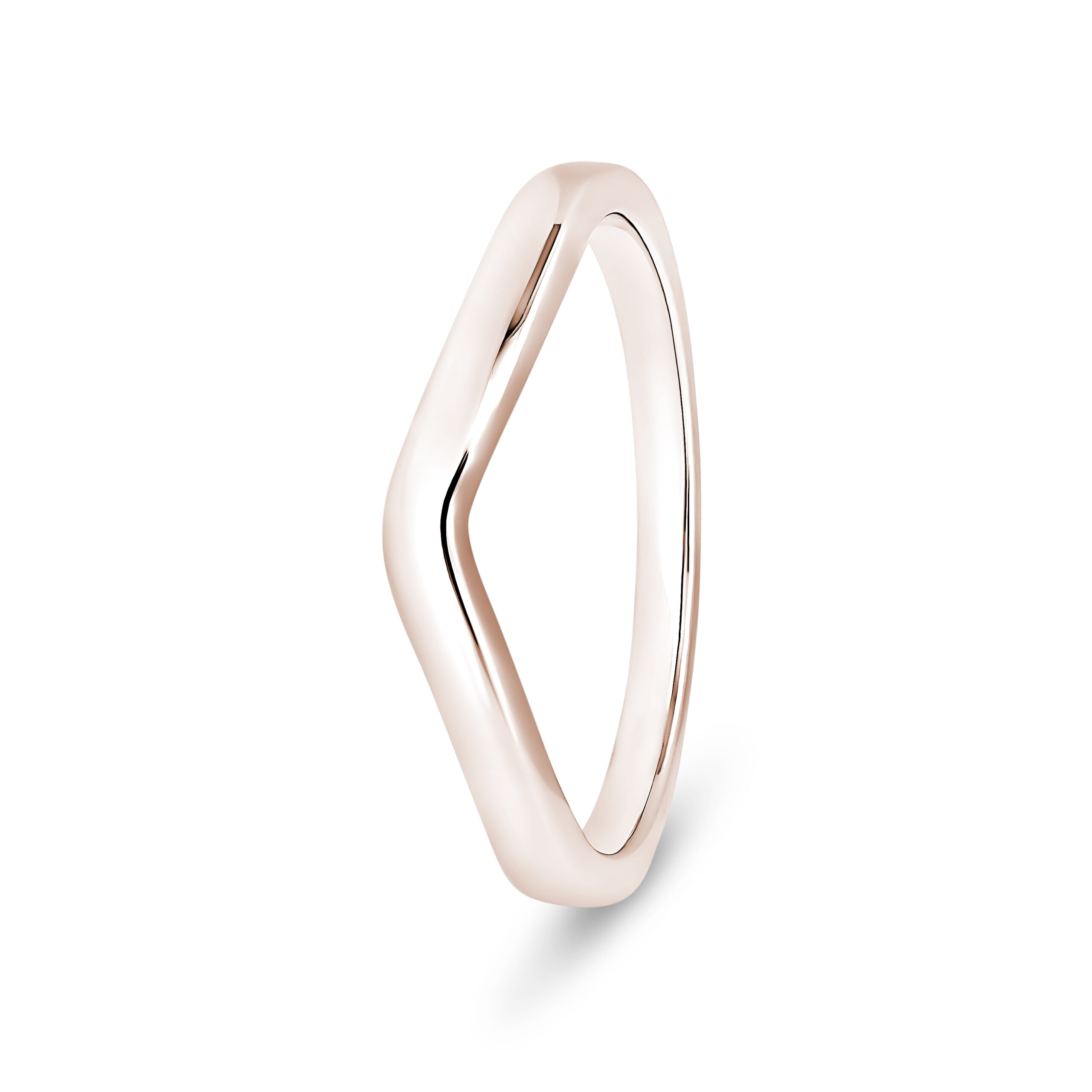 18k Rose Gold Plain Wishbone Wedding Band Ring - 2 mm - Image 1