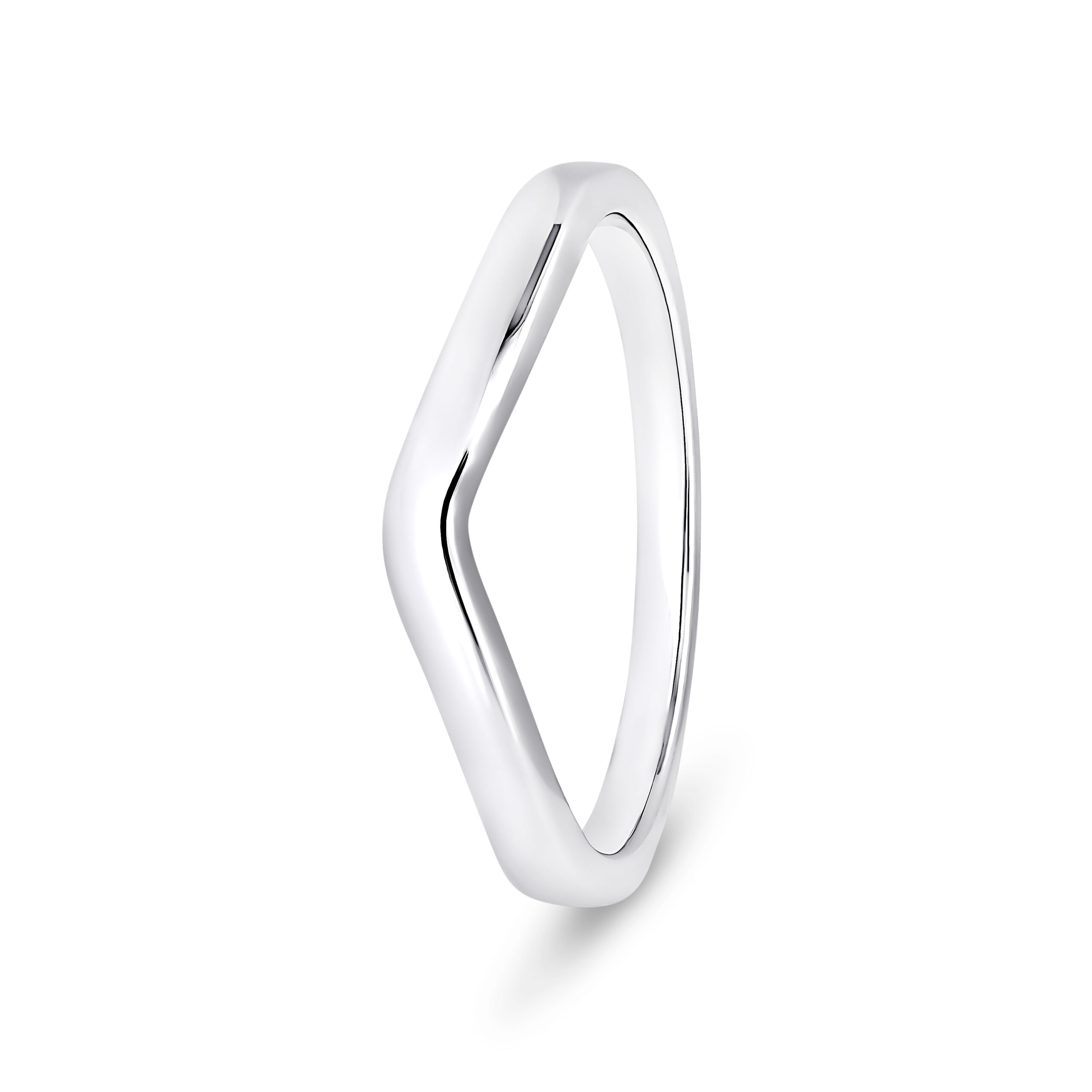18k White Gold Plain Wishbone Wedding Band Ring - 2 mm - Image 1