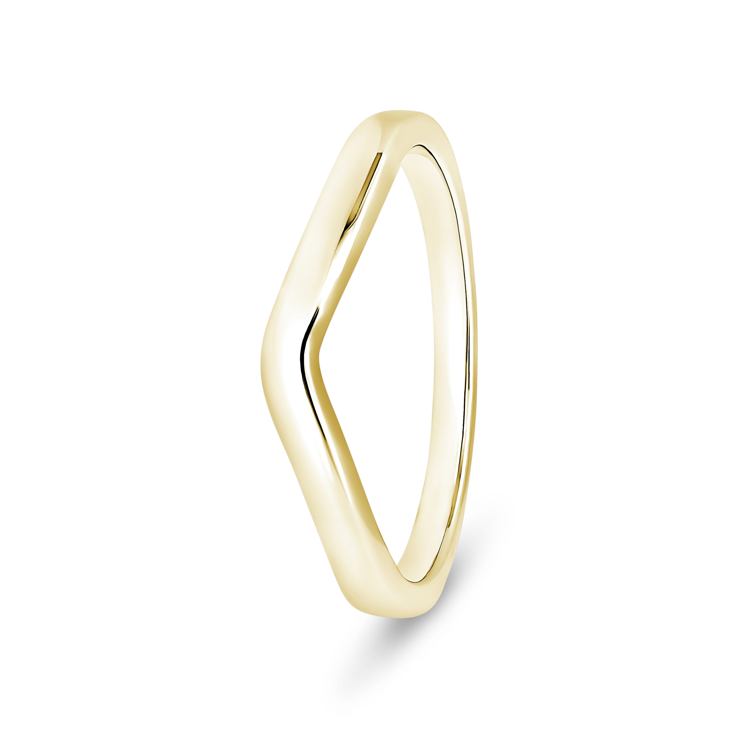 18k Yellow Gold Plain Wishbone Wedding Band Ring - 2 mm - Image 1