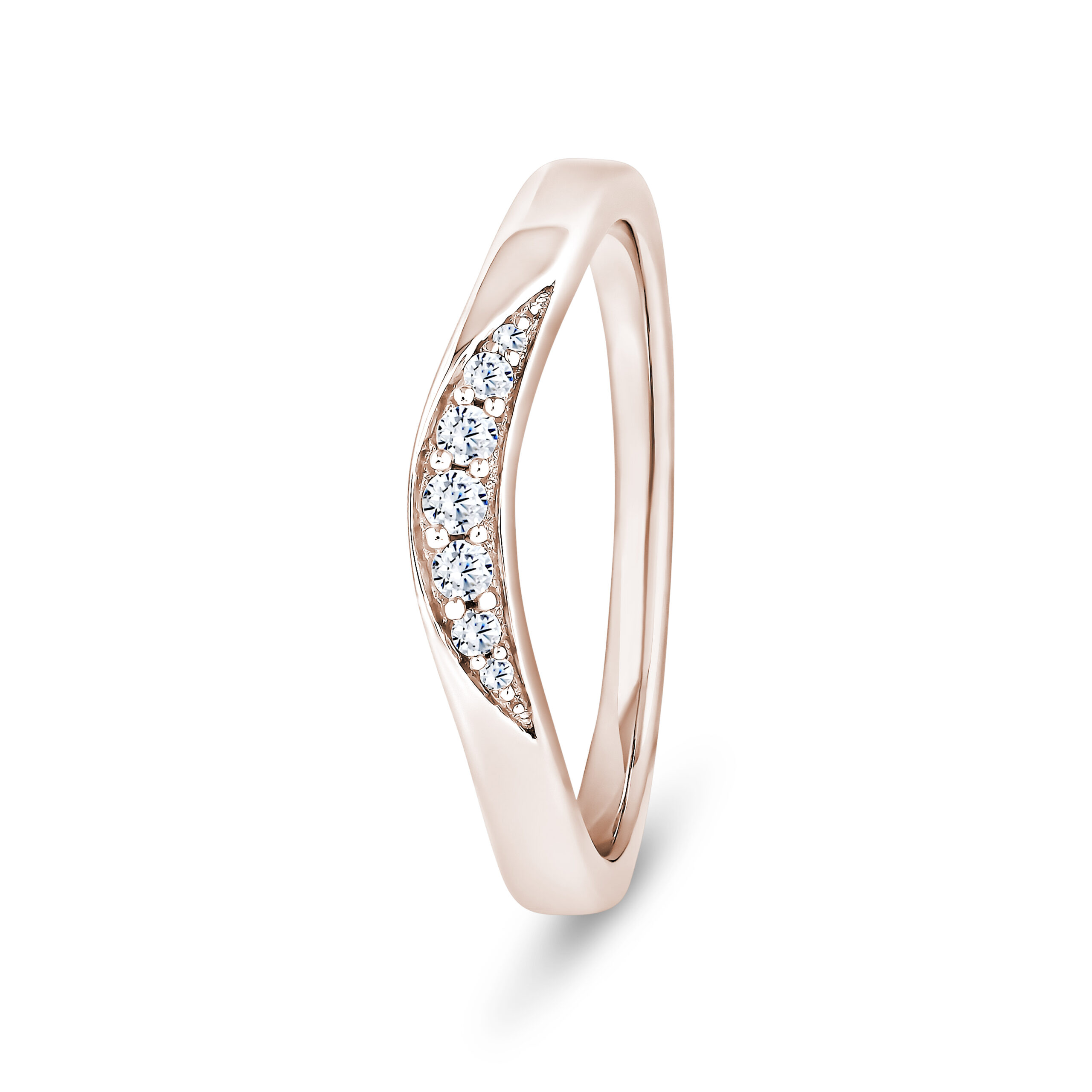 18k Rose Gold Slight V - Shaped Diamond Channel Set Eternity Ring - 2.4 mm - Image 1