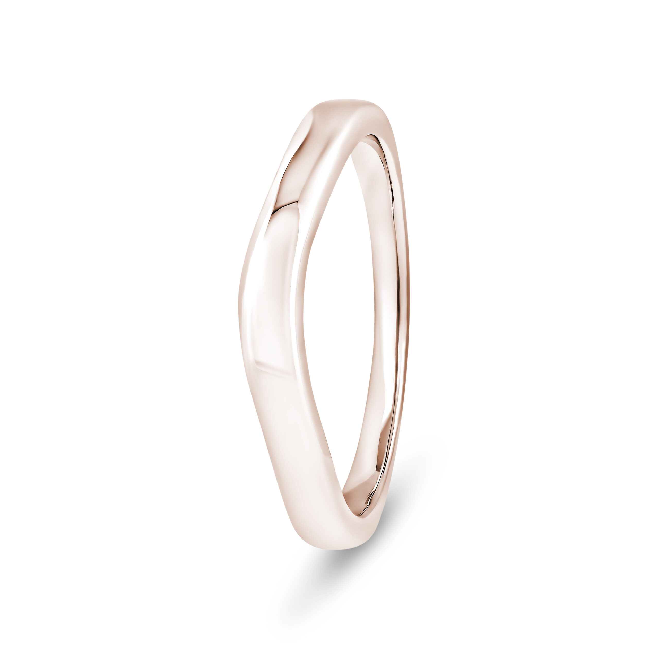 9k Rose Gold Plain V-Shape Wedding Band Ring - 2 mm - Image 1