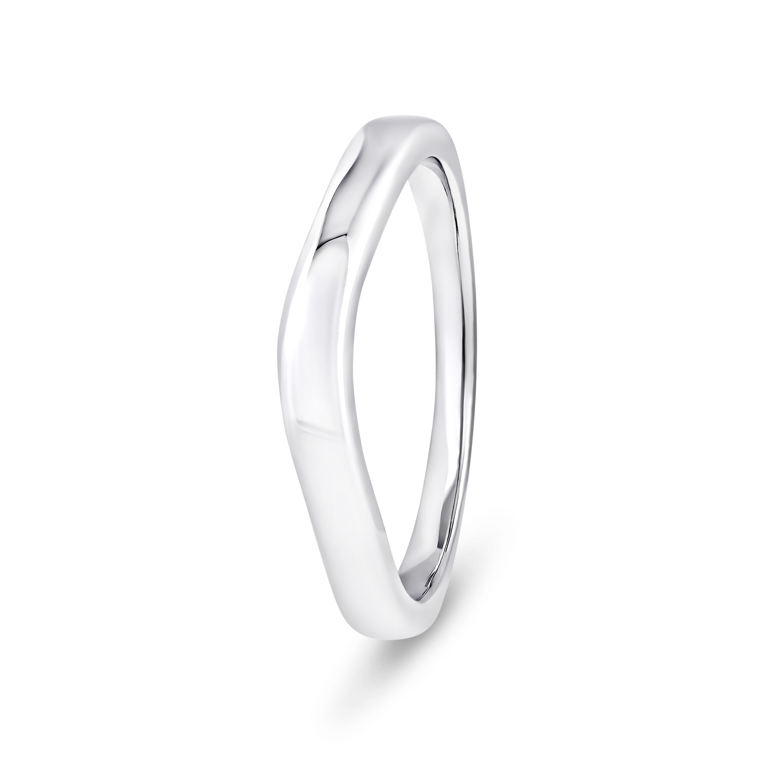 950 Platinum Plain V-Shape Wedding Band Ring - 2 mm - Image 1