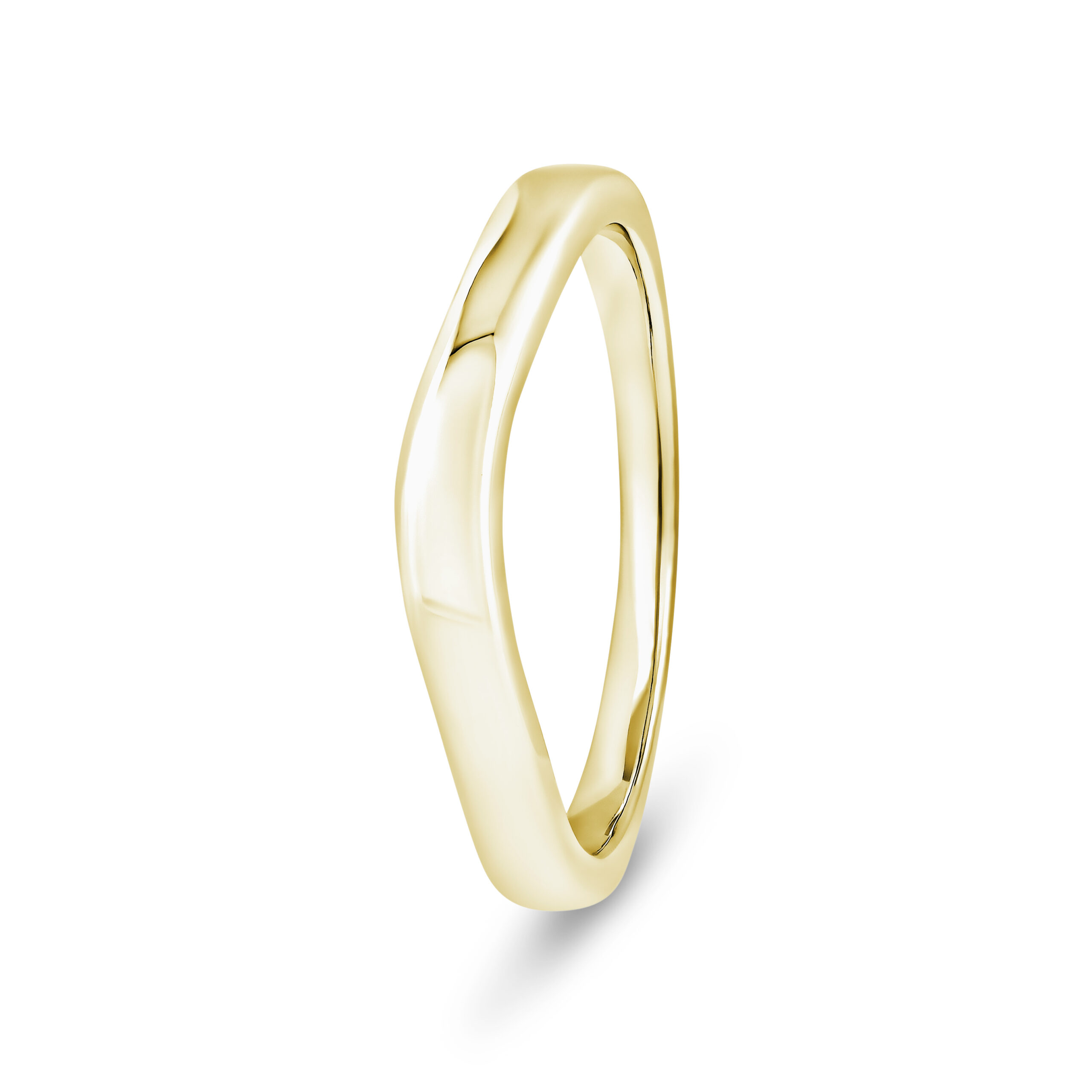 18k Yellow Gold Plain V-Shape Wedding Band Ring - 2 mm - Image 1