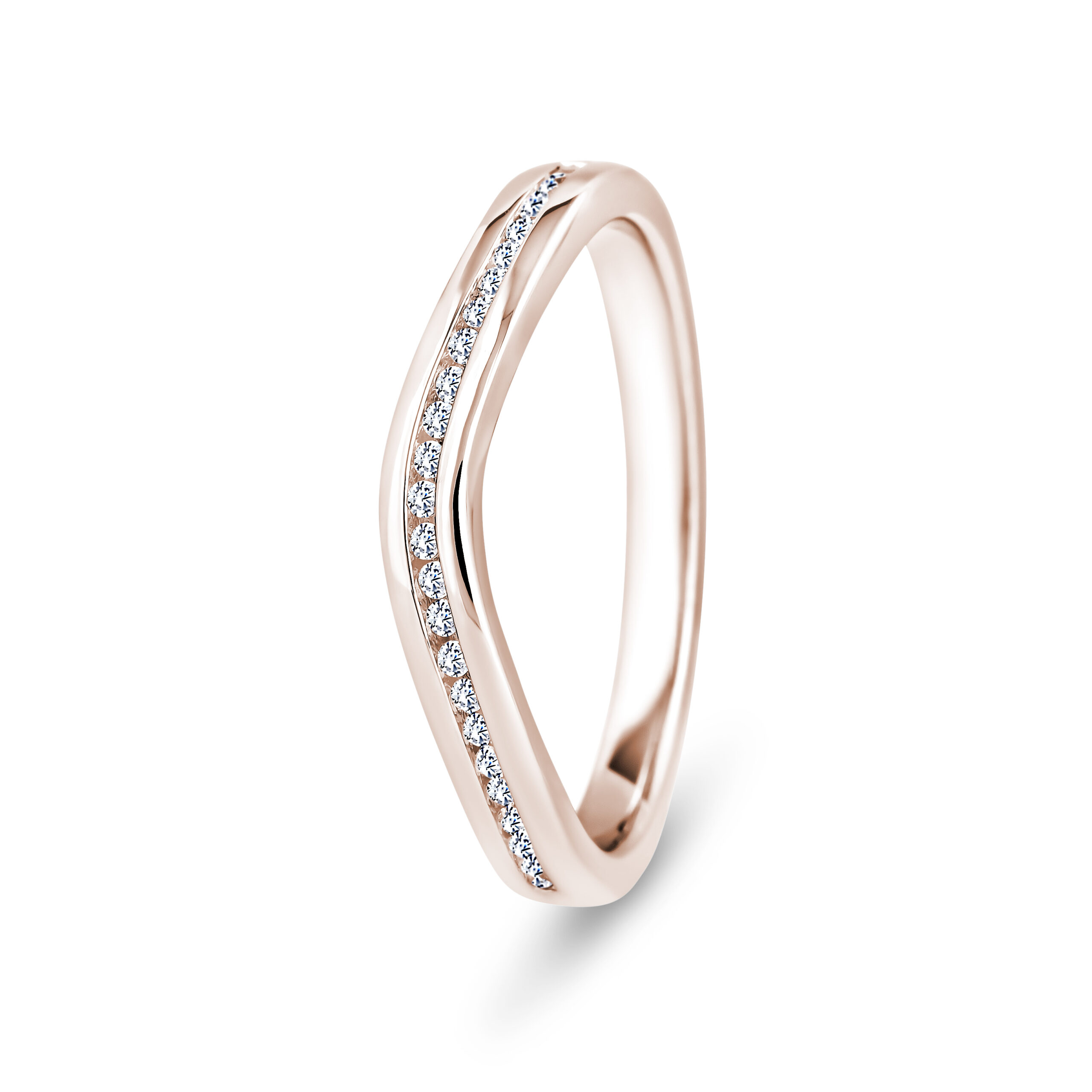 9k Rose Gold Wishbone Diamond Channel Set Eternity Ring - 2.5 mm - Image 1